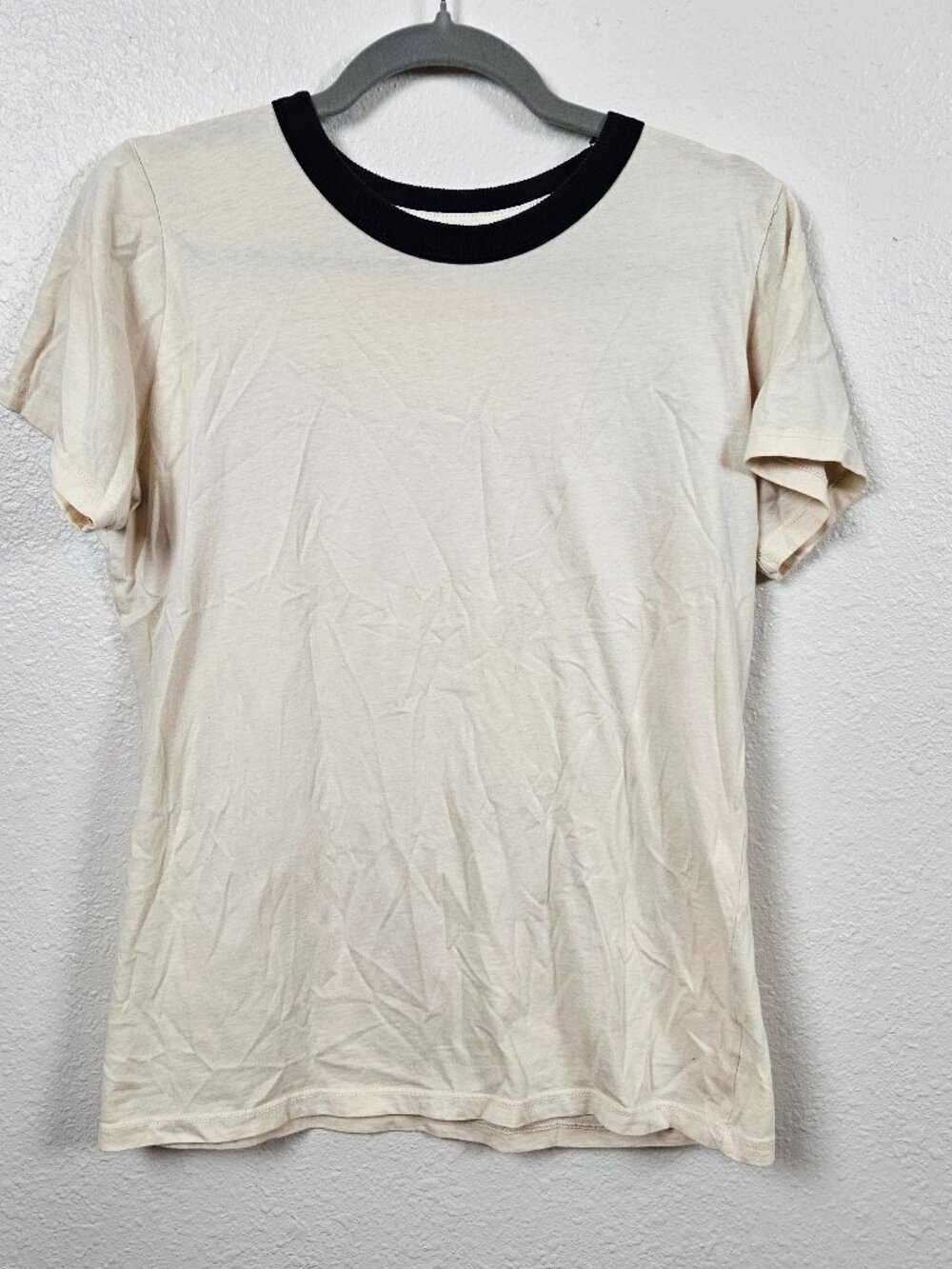 Big bud press off white ringer neck cotton tee shirt XS